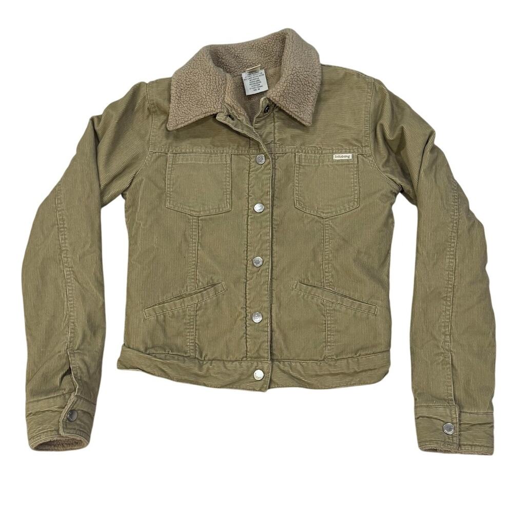 Vintage Billabong Khaki Corduroy Sherpa Trucker Jacket Women's M